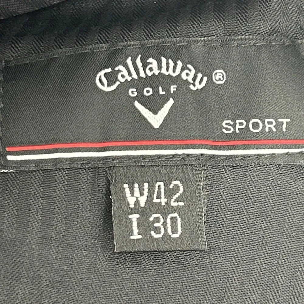 Callaway Golf Sport Pants Men 42X30 Black Pleated Cuffed Comfort Performance NEW